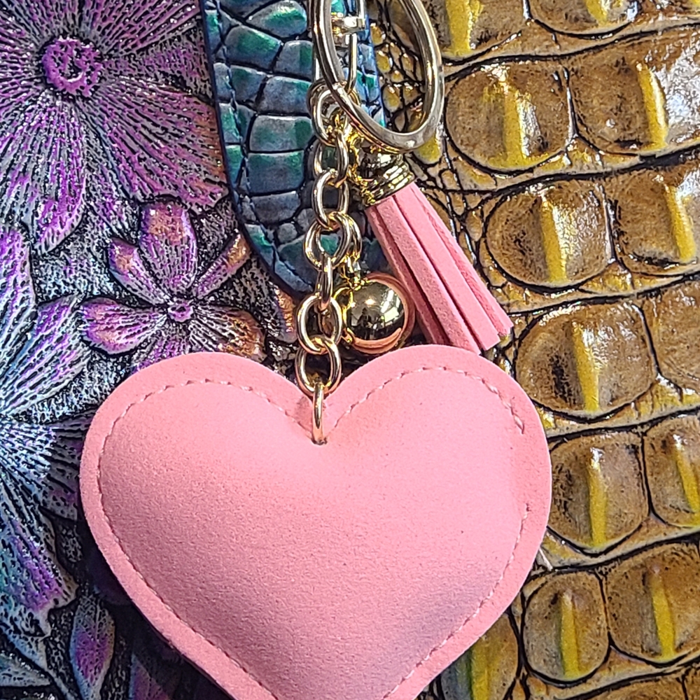Pink, Red, or Black Heart Crystal Purse Charm Keychain Rhinestones Bling ✨️❤️🩷 - Picture 6 of 13